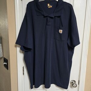 Carhartt‎ Sz 4XL Men's Original Fit Polo Knit Pocket Logo Blue